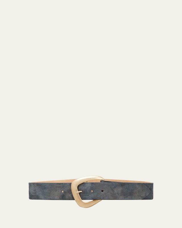 Distressed Suede Buckle Belt